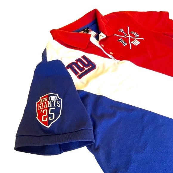 NFL Team Apparel New York Giants Men's Colorblock Polo Shirt; Size Large - Picture 5 of 7